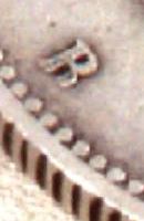 5 lei 1881 - DOMN - detaliu cu litera B (prima pies)