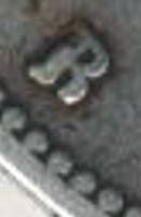 5 lei 1881 - DOMN - detaliu cu litera B (a treia pies)