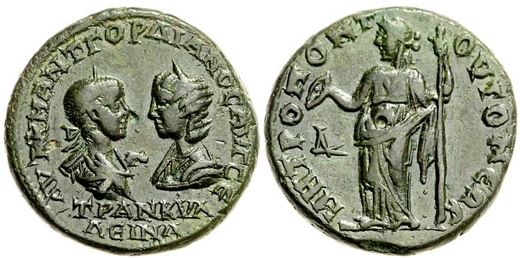 Gordian III and Tranquillina / Hera - 4.5 assaria - reverse