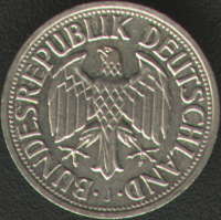 1 German mark from 1963 - recent German coin struck in Hamburg featuring the same J mark