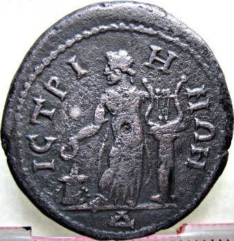 moned btut la Histria - 4 assaria - Elagabal / Apolo cu lira - Histria