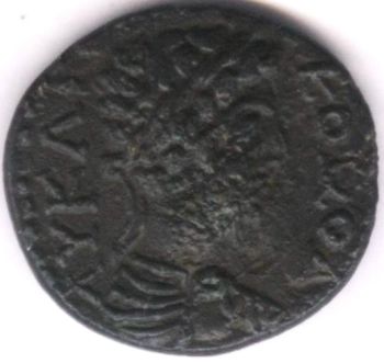 Commodus / acvil pe delfin - moned btut la Histria - avers