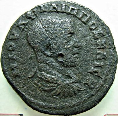 4 ai (assaria) - moned btut la Tomis, cu chipul mpratului Filip al II-lea / Homonoia