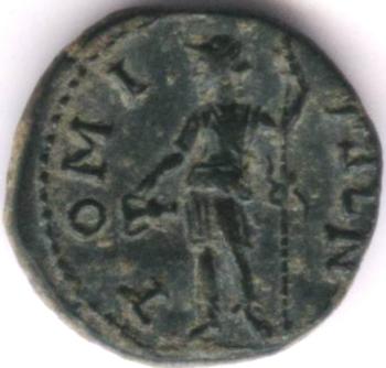 moned de aram btut la Tomis n numele cezarului Marcus Aurelius, n timpul domniei mpratului Antoninus Pius - revers