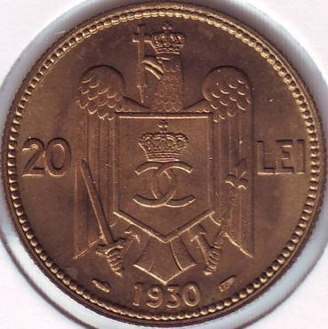 20 lei 1930 - Paris - cornul abundenţei din care curg monede şi o aripă